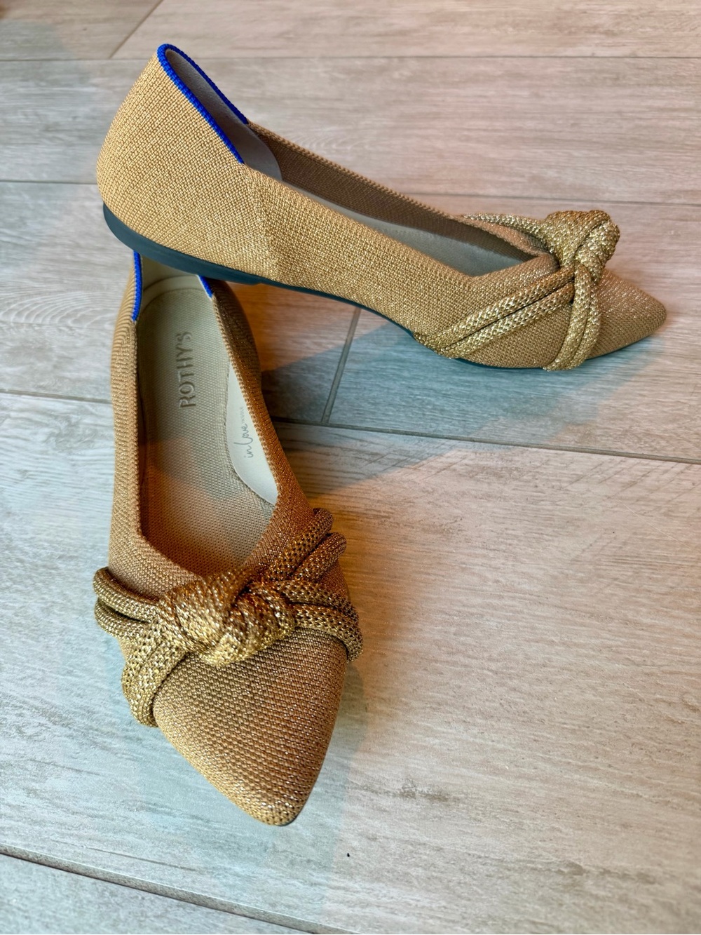 NWT Rothy’s The Knot Point II Goldstone Metallic Flats - Picture 9 of 9